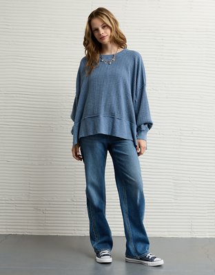 AE Big Hug Crew Neck Waffle Sweatshirt