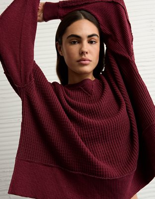 Chandail en molleton gaufré à col rond Big Hug AE