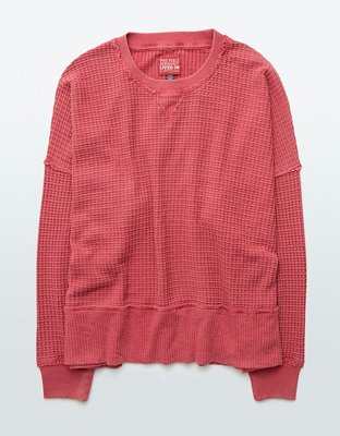 AE Big Hug Crew Neck Waffle Sweatshirt | American Eagle