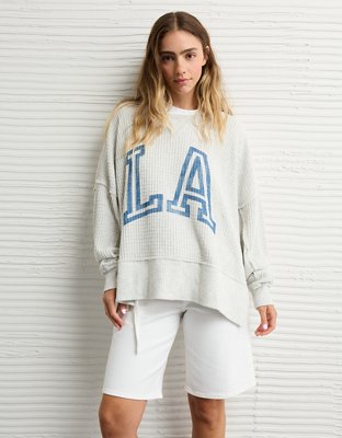 AE Big Hug Crew Neck Waffle Sweatshirt