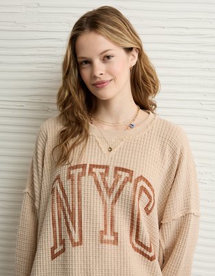 AE Big Hug Crew Neck Waffle Sweatshirt