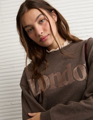 AE London Velvet Graphic Crew Neck Sweatshirt