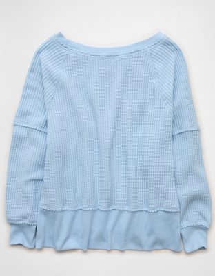 AE Big Hug Off-The-Shoulder Waffle Sweatshirt