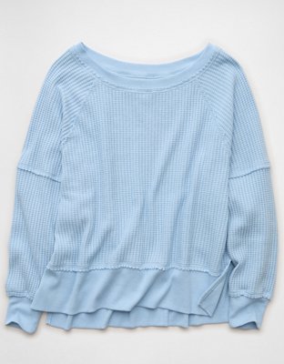 AE Big Hug Off-The-Shoulder Waffle Sweatshirt