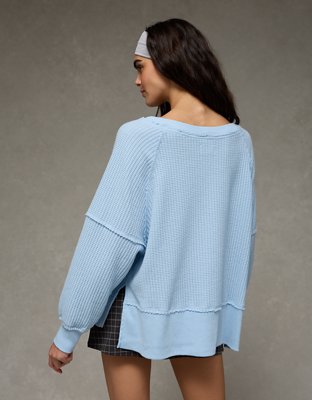 AE Big Hug Off-The-Shoulder Waffle Sweatshirt