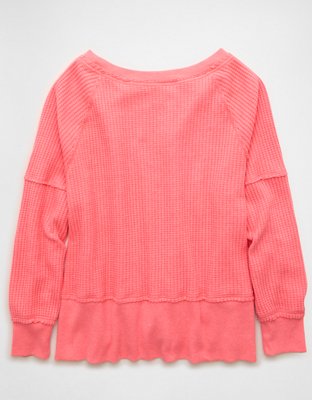 AE Big Hug Off-The-Shoulder Waffle Sweatshirt