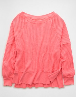 AE Big Hug Off-The-Shoulder Waffle Sweatshirt