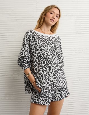 AE Big Hug Off-The-Shoulder Waffle Sweatshirt