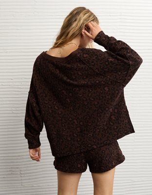 AE Big Hug Off-The-Shoulder Waffle Sweatshirt