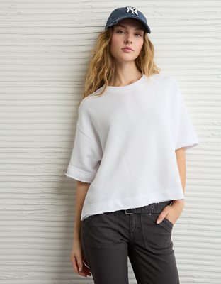 AE Boxy Short-Sleeve Sweatshirt | American Eagle