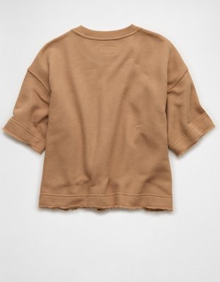 トレーナー/スウェット Short Sleeve Sweatshirt Brown French Terry Short Sleeve Sweatshirt | Cocoa – nuuds