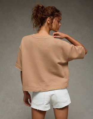 トレーナー/スウェット Short Sleeve Sweatshirt Brown French Terry Short Sleeve Sweatshirt | Cocoa – nuuds