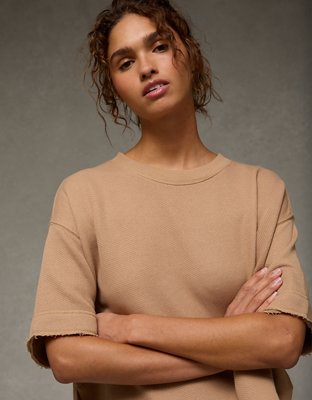 トレーナー/スウェット Short Sleeve Sweatshirt Brown French Terry Short Sleeve Sweatshirt | Cocoa – nuuds