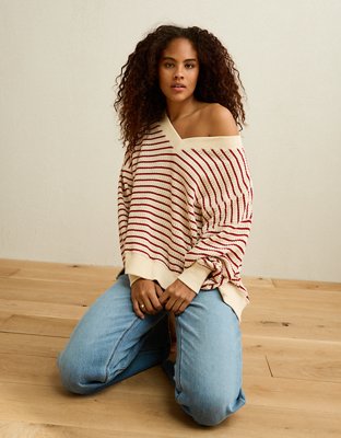 AE Big Hug V-Neck Waffle Sweatshirt