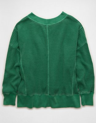 AE Big Hug V-Neck Waffle Sweatshirt