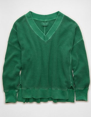 AE Big Hug V-Neck Waffle Sweatshirt