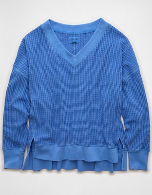 AE Big Hug V-Neck Waffle Sweatshirt