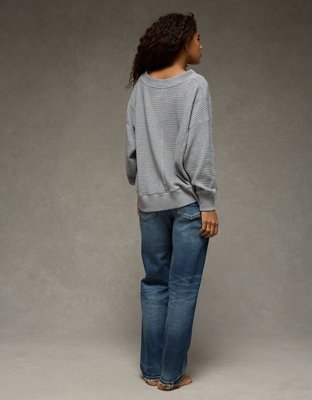 AE Big Hug V-Neck Waffle Sweatshirt