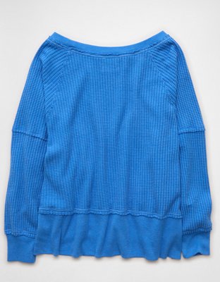 AE Big Hug Off-the-Shoulder Waffle Sweatshirt