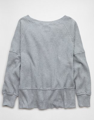 AE Big Hug Off-the-Shoulder Waffle Sweatshirt