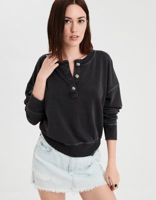 american eagle henley sweatshirt