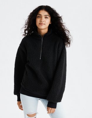 quarter zip fuzzy sweater