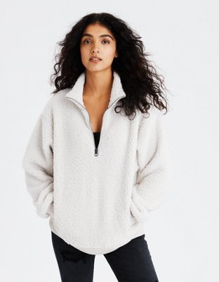 quarter zip fuzzy sweater