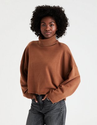 ae fleece oversized turtleneck sweatshirt