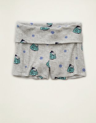 AE Luxe Plush Waffle Snoopy Foldover Short | American Eagle