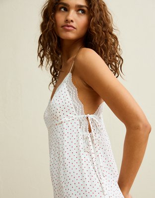 AE Satin Lace Lounge Romper | American Eagle