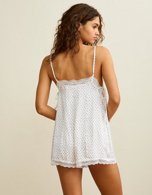 AE Satin Lace Lounge Romper | American Eagle