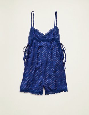 AE Satin Lace Lounge Romper | American Eagle