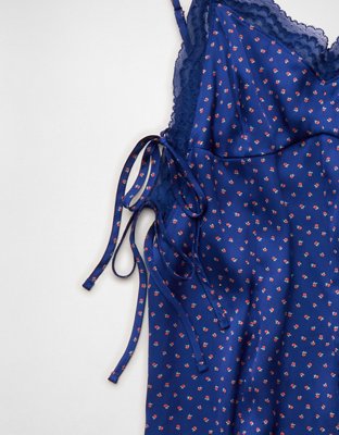 AE Satin Lace Lounge Romper | American Eagle