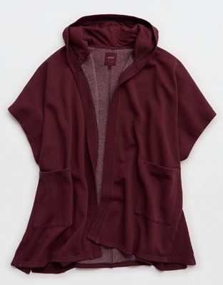 Женская накидка Aerie Hooded Fleece Cape, цвет: Королевский синий ягодный — фото 3