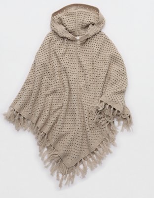 Aerie Open Stitch Fringe Cape