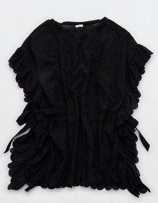 Aerie Embroidered Scalloped Pullover