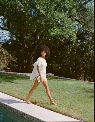 Aerie Embroidered Scalloped Pullover