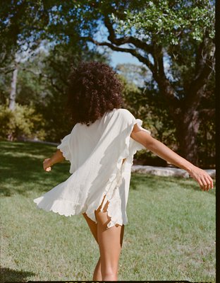 Aerie Embroidered Scalloped Pullover