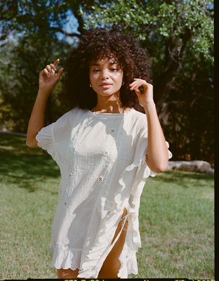 Aerie Embroidered Scalloped Pullover