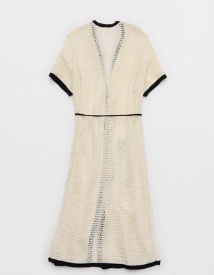 Aerie Contrast Trim Crochet Maxi Cape