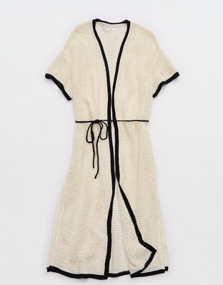Aerie Contrast Trim Crochet Maxi Cape | Aerie