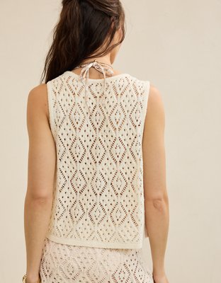 Aerie Crochet Tie Vest