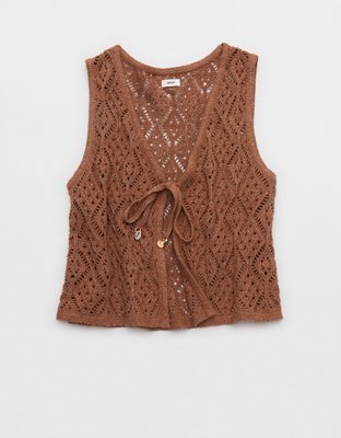 Aerie Crochet Tie Vest
