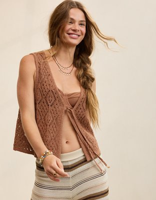Aerie Crochet Tie Vest