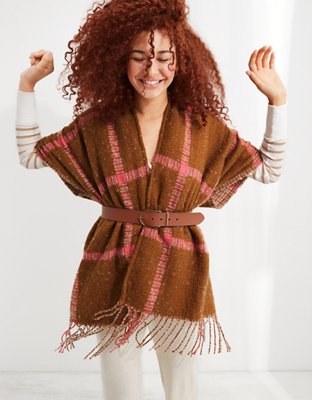Женские свитеры Aerie Boucle Fringe Cape — фото 6