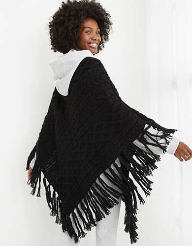 Aerie Cable Pullover Poncho
