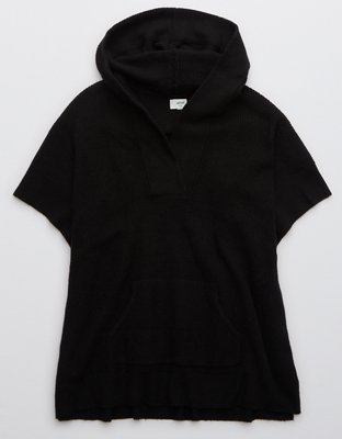Aerie Poncho estilo suéter con textura tipo waffle