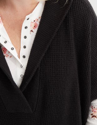 Aerie Waffle Sweater Poncho