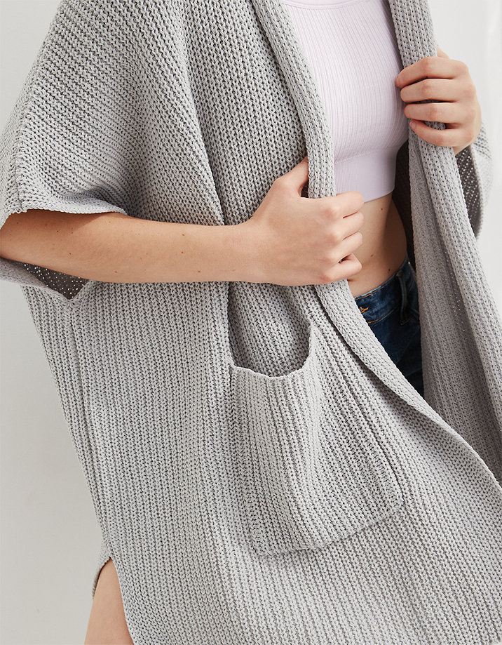 Aerie Ribbed Hooded Sweater Cape