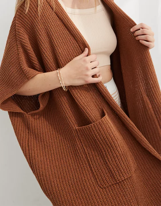Aerie Ribbed Hooded Sweater Cape